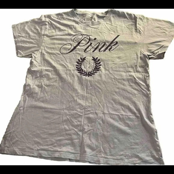 Preppy Baby Blue VS Pink Campus Oversized  Logo T size small - Picture 1 of 5